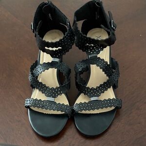XOXO Black Cutout Sandals